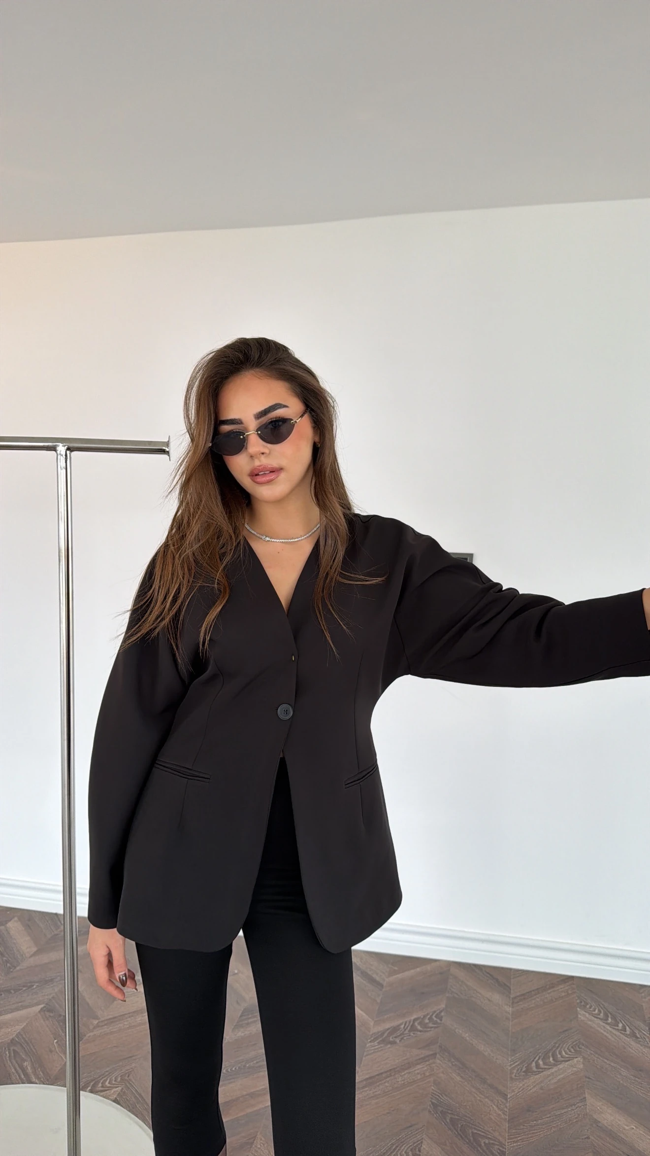 Dikiş Detaylı Tek Düğmeli Blazer Ceket